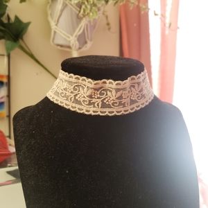 Pink lace choker